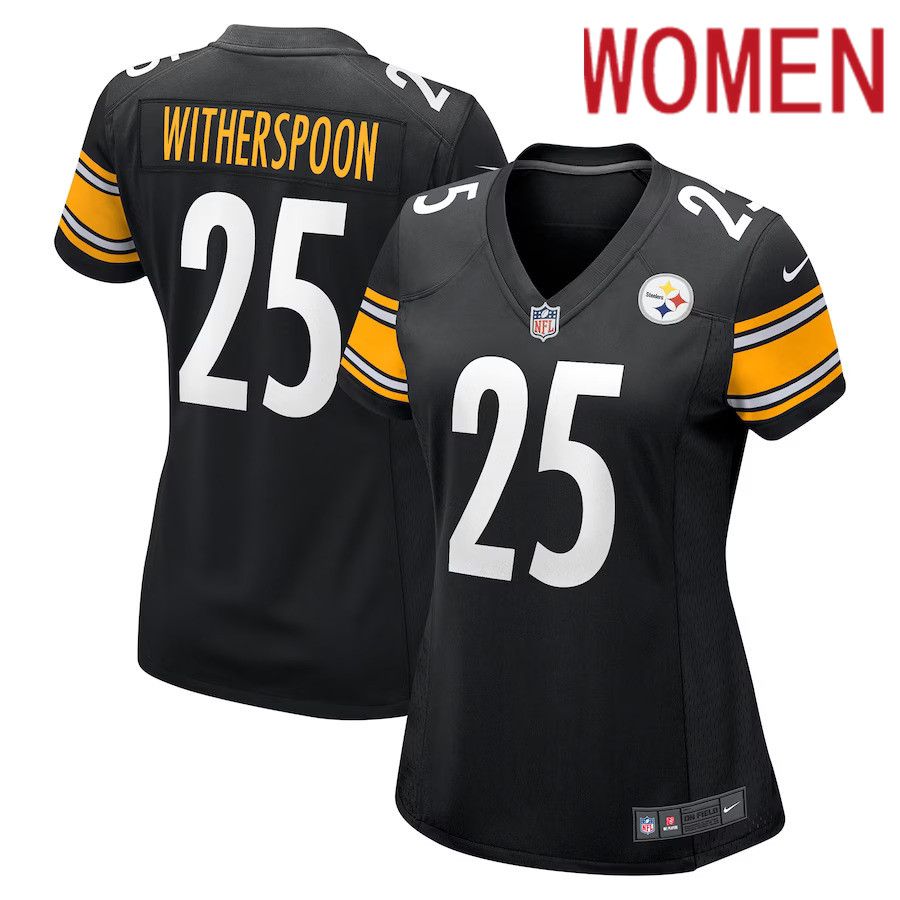 Women Pittsburgh Steelers #25 Ahkello Witherspoon Nike Black Game NFL Jersey->women nfl jersey->Women Jersey